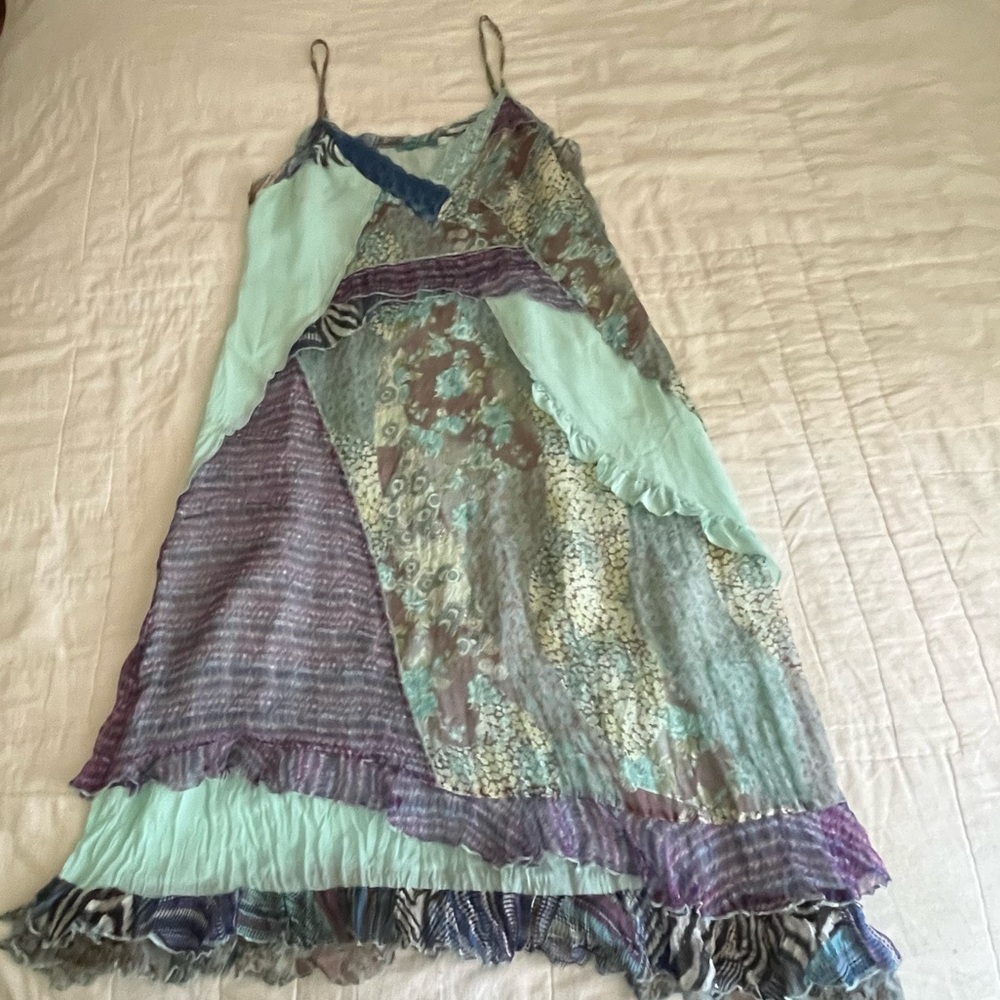 I.AM.GIA Green and Purple Asymmetrical Sundress